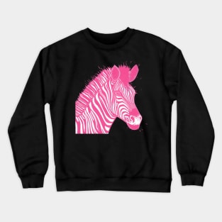 Pink Zebra Linocut Crewneck Sweatshirt